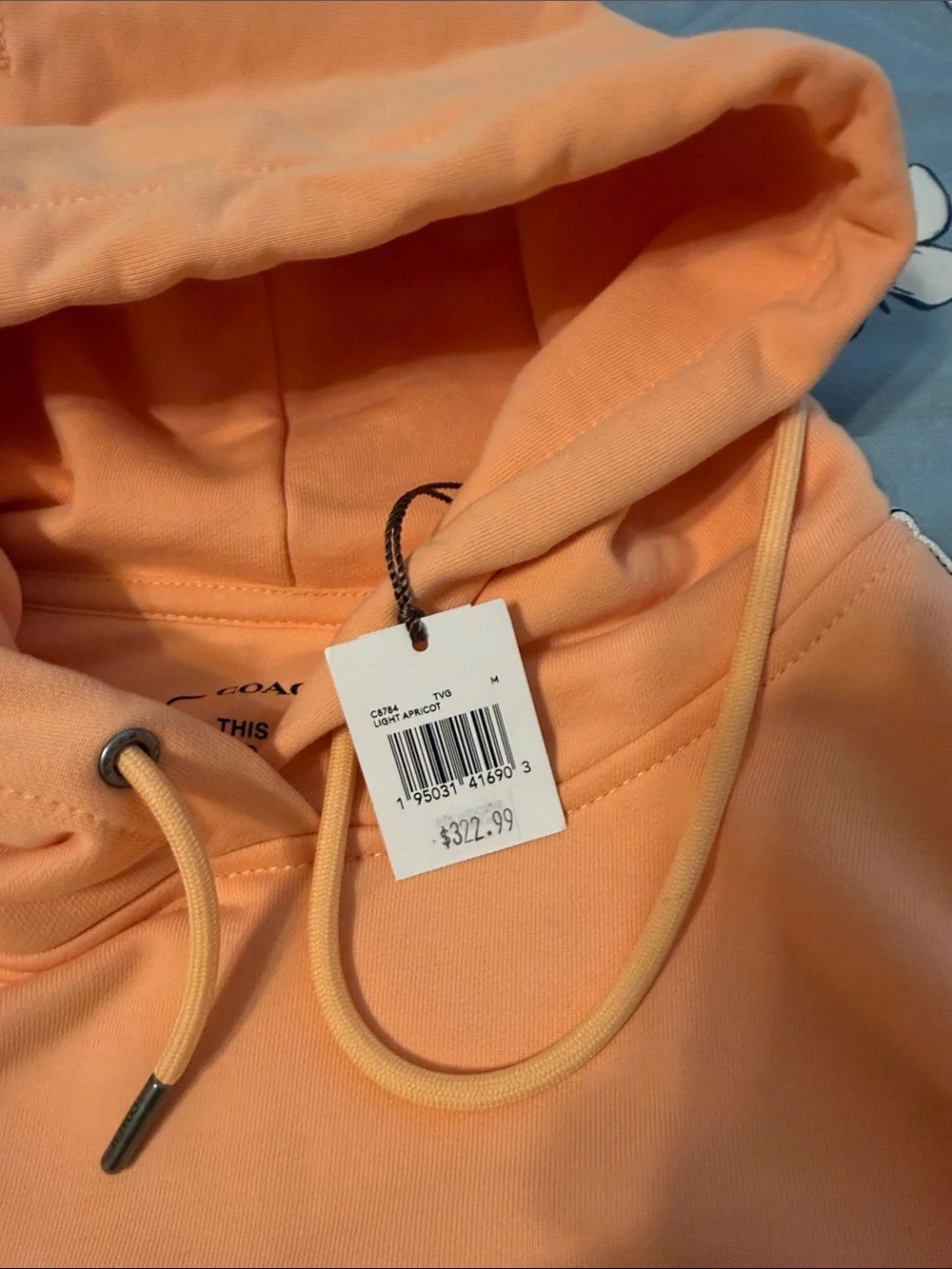 Coach Peach Hoodie with Branded Shoulder Tape